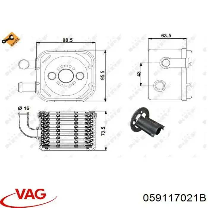 059117021B VAG Radiador de óleo (frigorífico), debaixo de filtro
