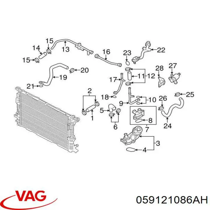 Mangueira (cano derivado) do sistema de esfriamento VAG 059121086AH preço, a partir de 77,04 USD