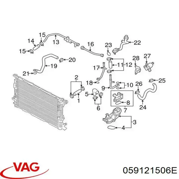 Compre 059121506E VAG Flange do sistema de esfriamento (união em T)