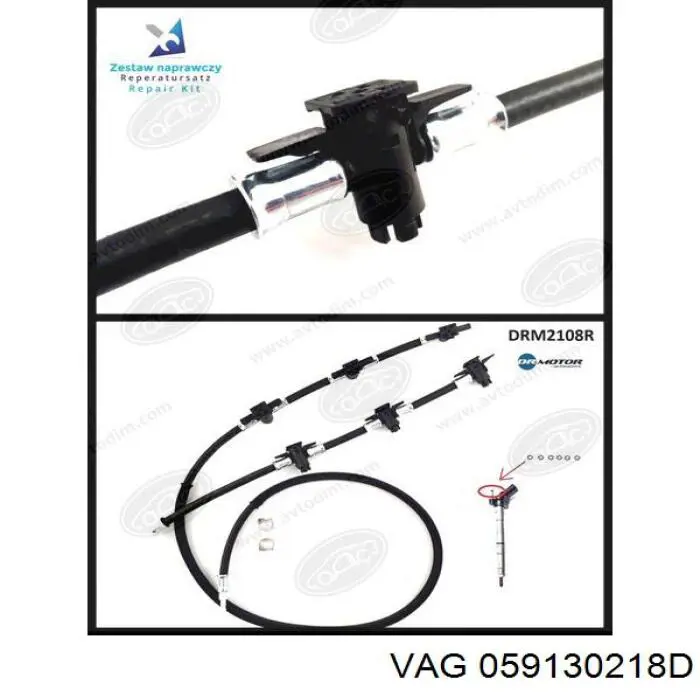 Compre 059130218D VAG Tubo de combustível, inverso desde os injetores