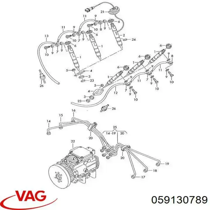 059130789 VAG Regulador de pressão de combustível na régua de injectores