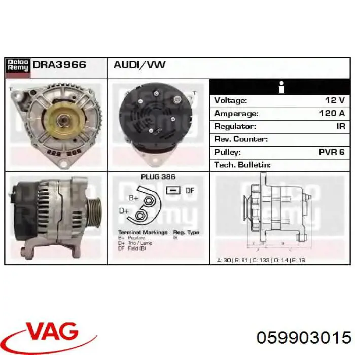 Gerador VAG 059903015 preço, a partir de 76,62 USD