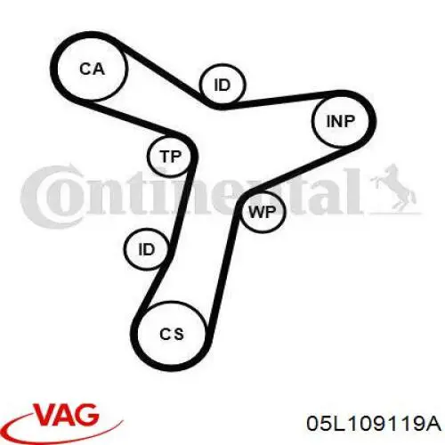 05L109119A VAG Correia do mecanismo de distribuição de gás