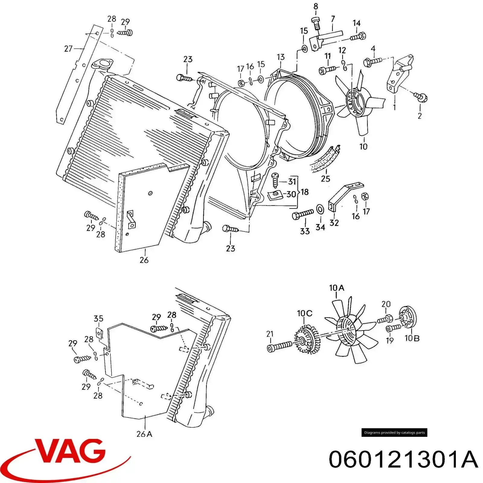 Ventilador (roda de aletas) do radiador de esfriamento VAG 060121301A preço, a partir de 200,73 USD