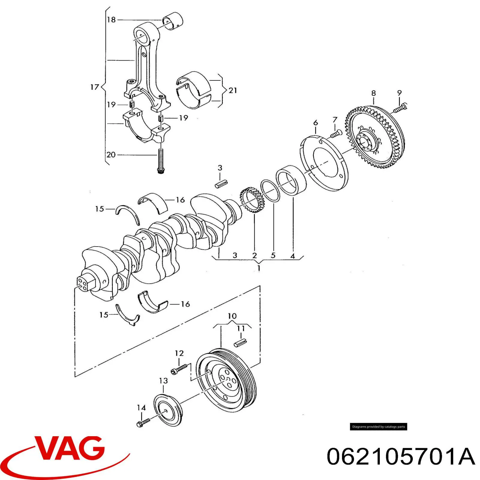 Folhas inseridas de cambota de biela, kit, padrão (STD) VAG 062105701A preço, a partir de 21,81 USD