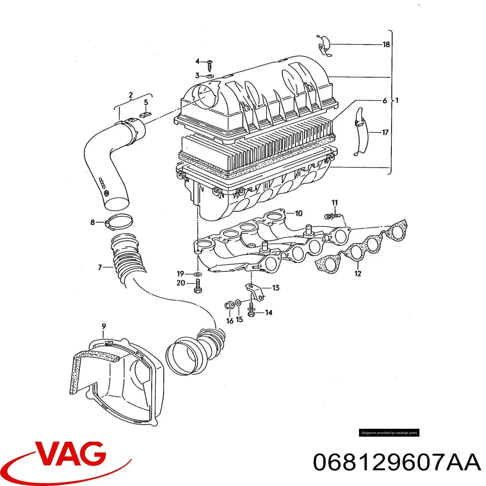 Caixa de filtro de ar VAG 068129607AA preço, a partir de 138,99 USD