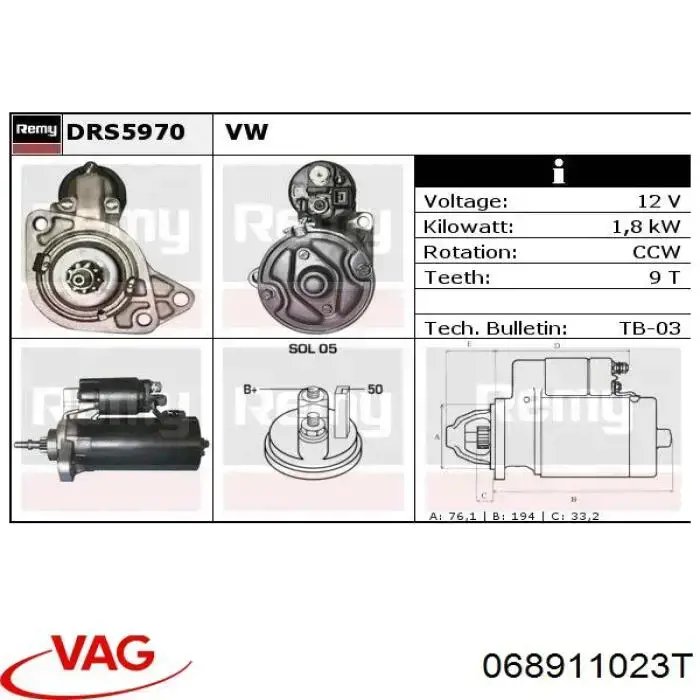 068911023T VAG Motor de arranco