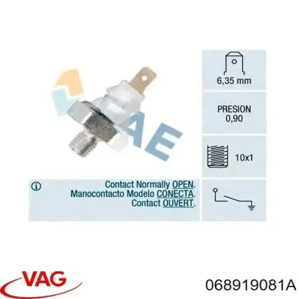 Sensor de pressão de óleo VAG 068919081A preço, a partir de 6,27 USD