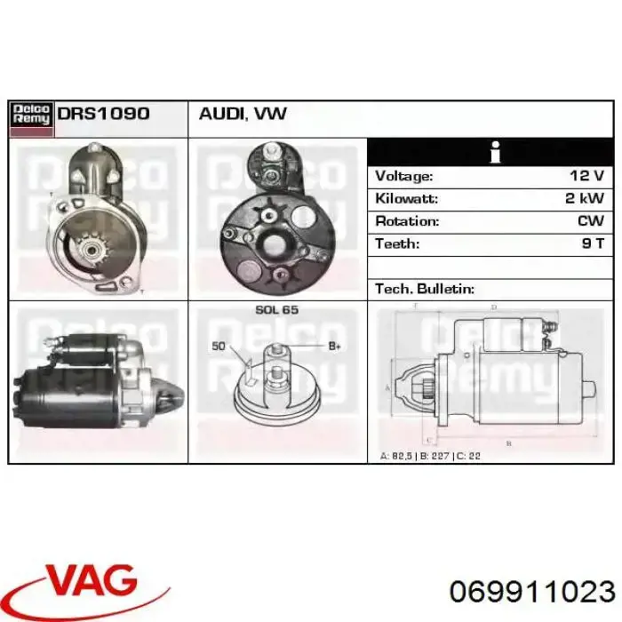 Motor de arranco VAG 069911023 preço, a partir de 137,03 USD