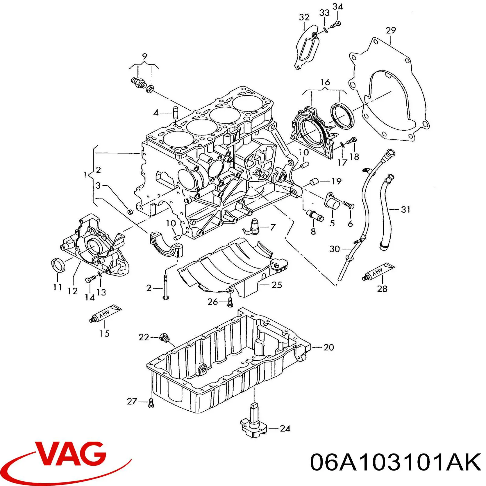 Bloco de cilindros de motor VAG 06A103011AK preço, a partir de 839,64 USD