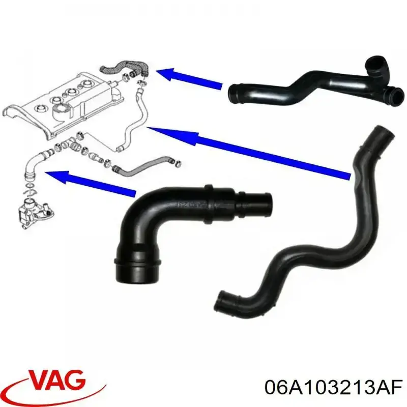 Compre 06A103213AF VAG Cano derivado de ventilação de cárter (de separador de óleo)