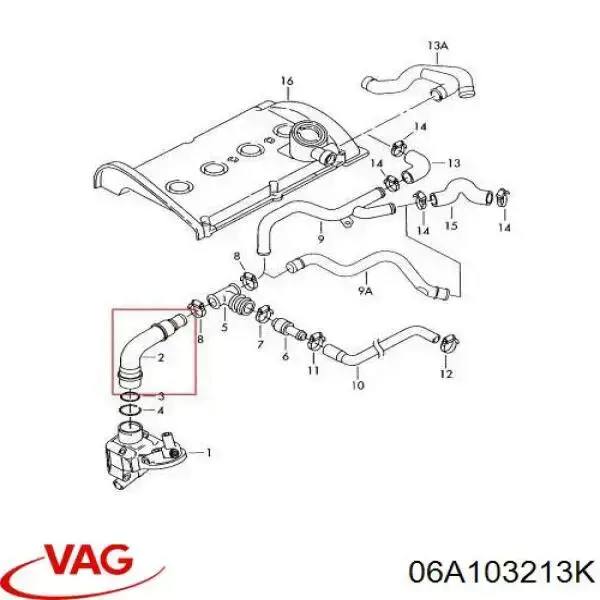 Cano derivado de ventilação de cárter (de separador de óleo) VAG 06A103213K preço, a partir de 65,79 USD