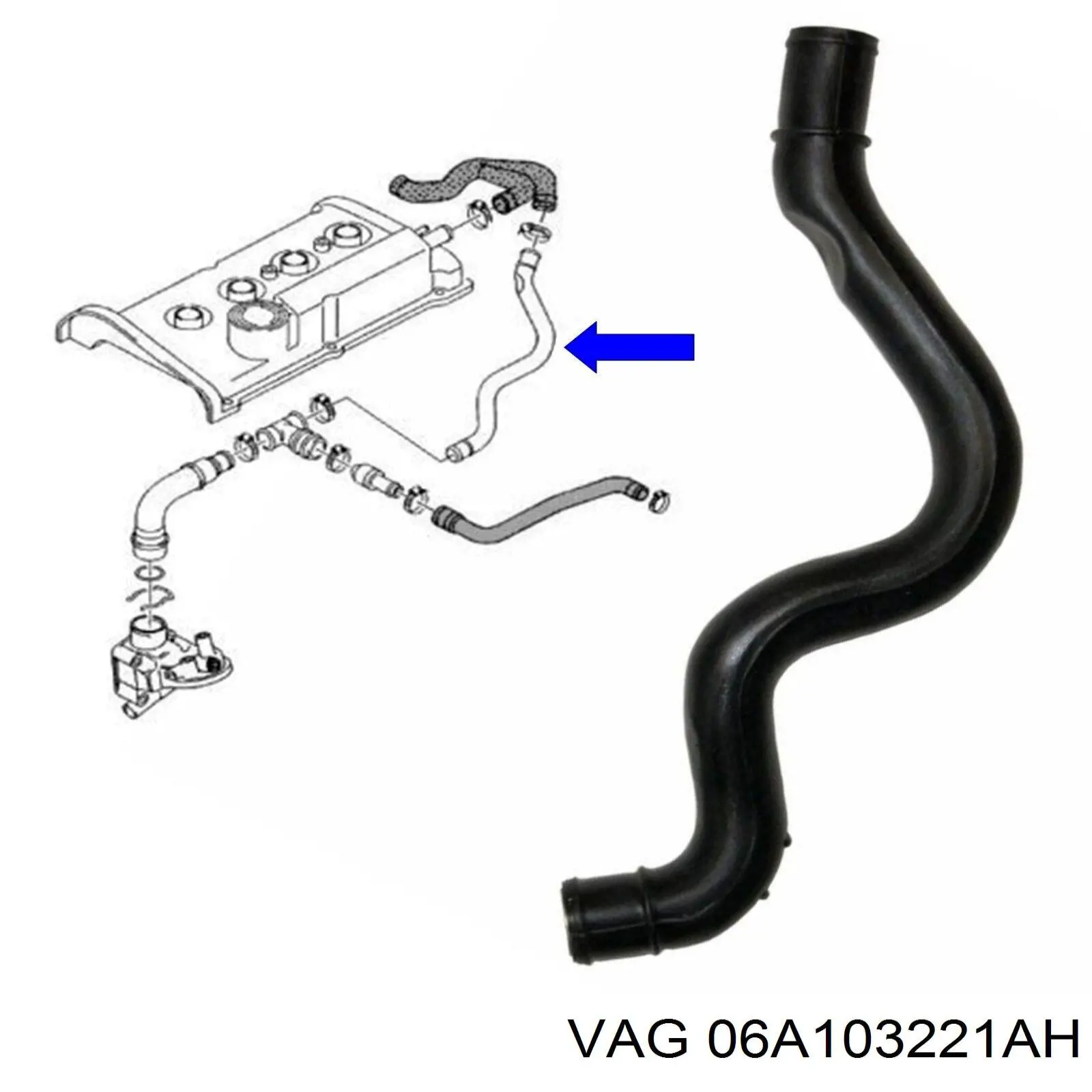Compre 06A103221AH VAG Cano derivado de ventilação de cárter (de separador de óleo)