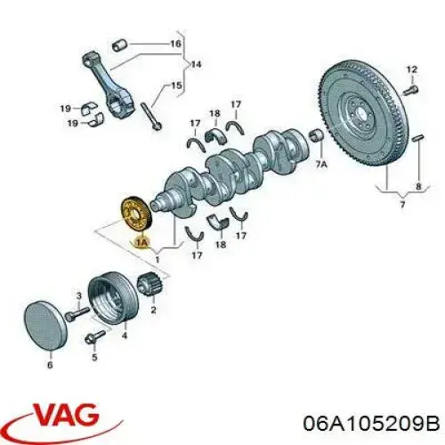 06A105209B VAG Roda dentada de acionamento de bomba de óleo