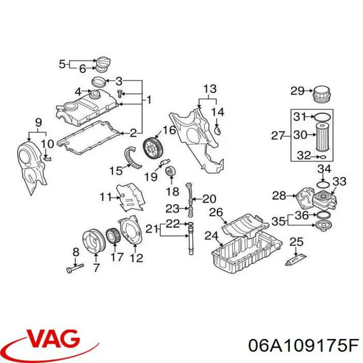 06A109175F VAG Proteção inferior da correia do mecanismo de distribuição de gás