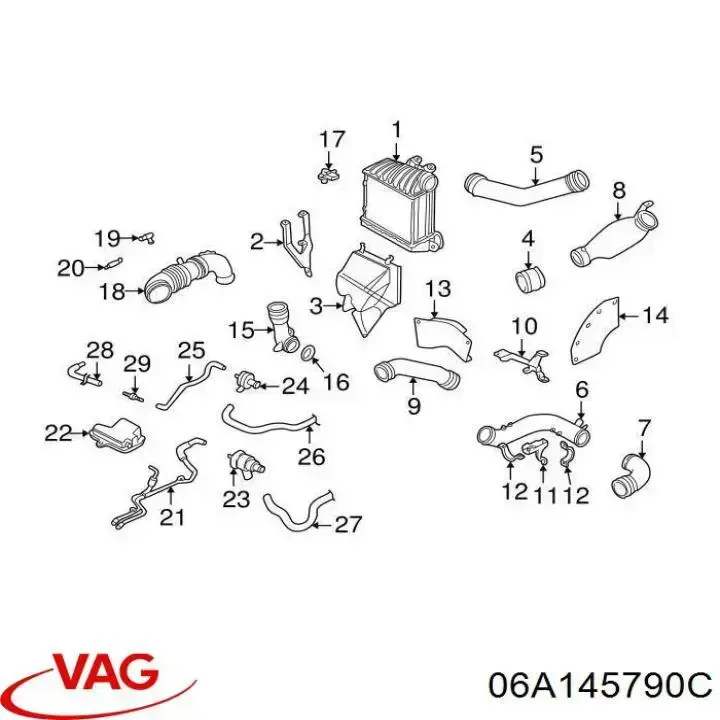 Cano derivado de ar VAG 06A145790A preço, a partir de 37,36 USD