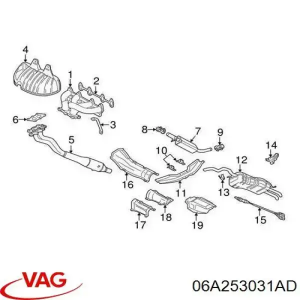 06A253031AD VAG Tubo coletor de escape