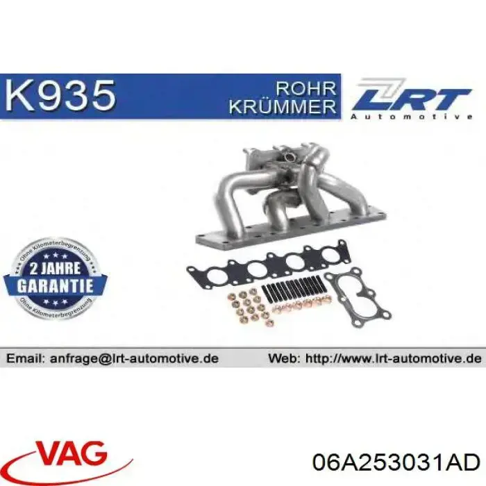 Tubo coletor de escape VAG 06A253031AD preço, a partir de 606,29 USD