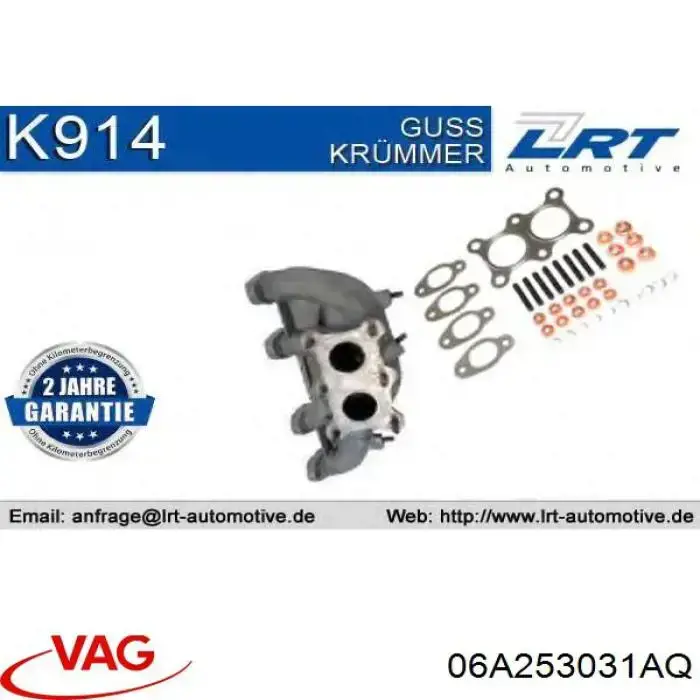 Tubo coletor de escape VAG 06A253031AQ preço, a partir de 101,49 USD