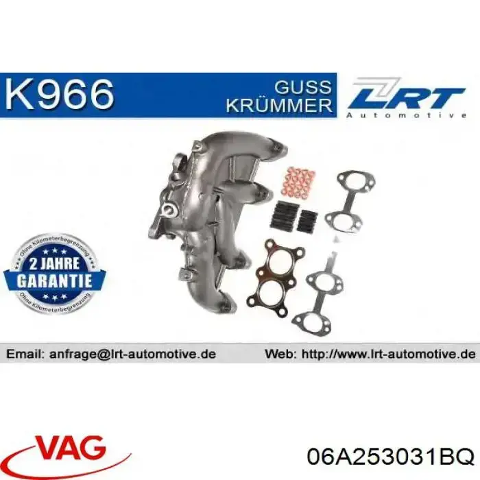 06A253031BQ VAG Tubo coletor de escape
