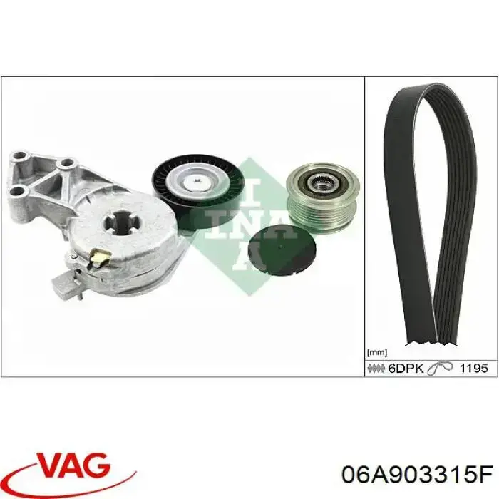 Compre 06A903315F VAG Reguladora de tensão da correia de transmissão