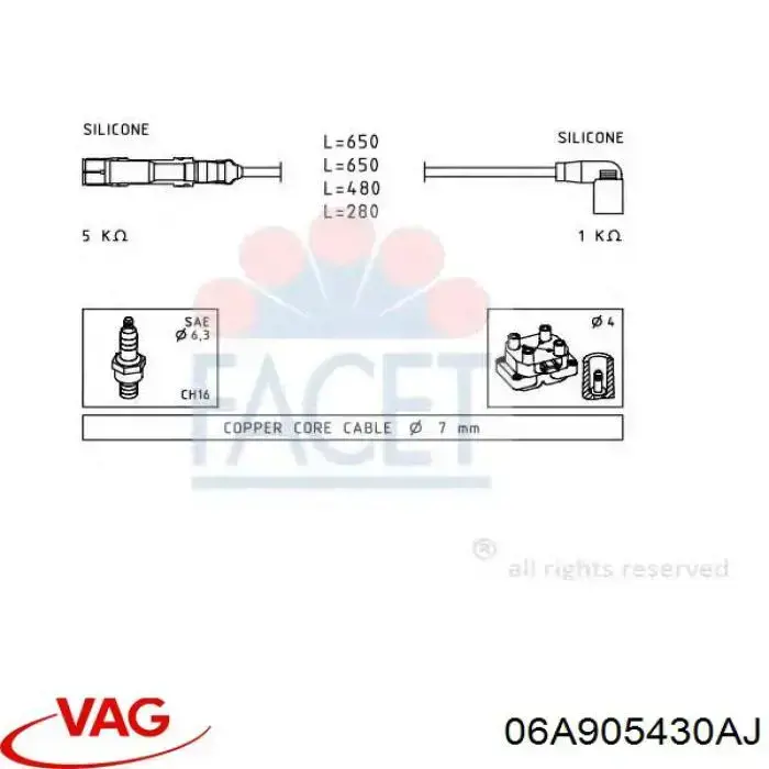 Fios de alta voltagem, kit VAG 06A905430AJ preço, a partir de 52,94 USD