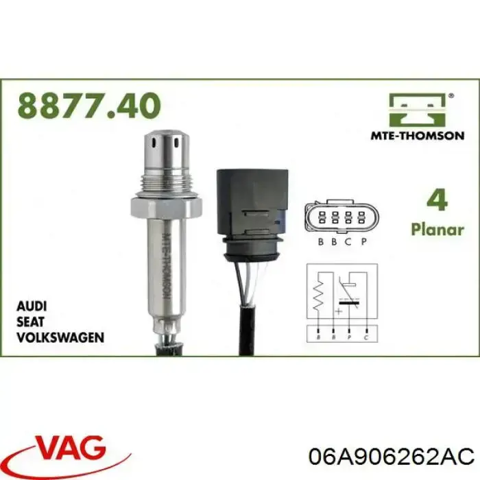 Compre 06A906262AC VAG Sonda lambda, sensor de oxigênio depois de catalisador