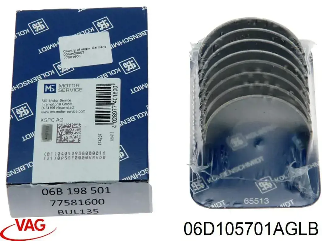 06D105701AGLB VAG Folhas inseridas de cambota de biela, kit, padrão (STD)