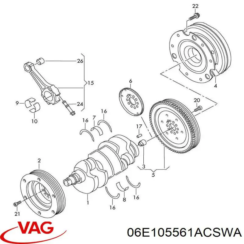 Folhas inseridas principais de cambota, kit, padrão (STD) VAG 06E105561ACSWA preço, a partir de 38,21 USD