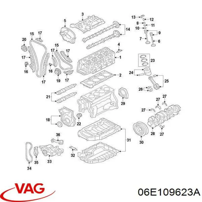 06E109623AB VAG Mola de válvula