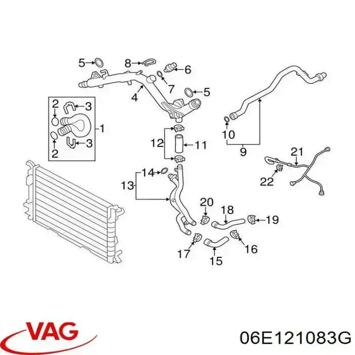 Mangueira (cano derivado) do sistema de esfriamento VAG 06E121083G preço, a partir de 51,66 USD