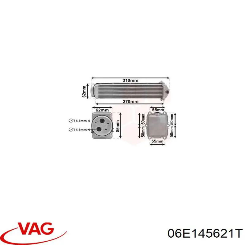 Compre 06E145621M VAG Radiador de intercooler