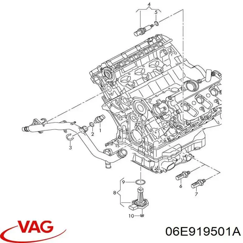 Sensor de temperatura do fluido de esfriamento, no dispositivo VAG 06E919501A preço, a partir de 81,89 USD