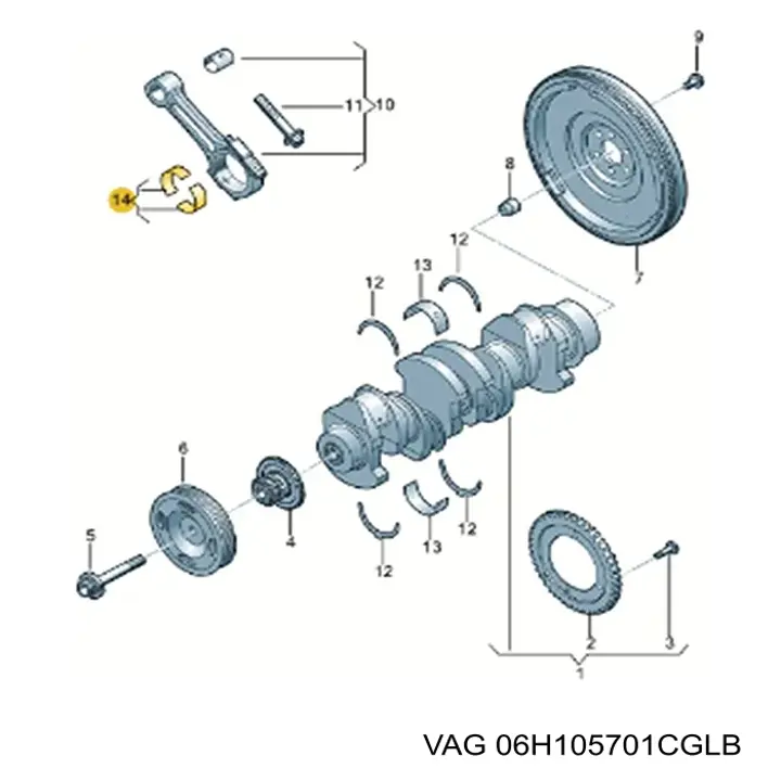 Folhas inseridas de cambota de biela, kit, padrão (STD) VAG 06H105701CGLB preço, a partir de 29,86 USD