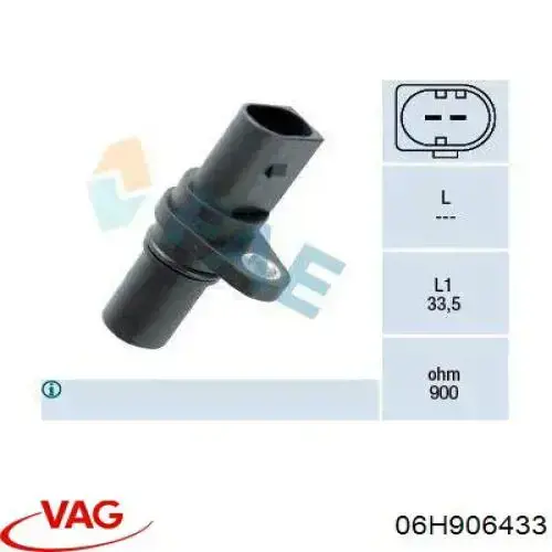 Sensor de posição (de revoluções) de cambota VAG 06H906433 preço, a partir de 28,38 USD