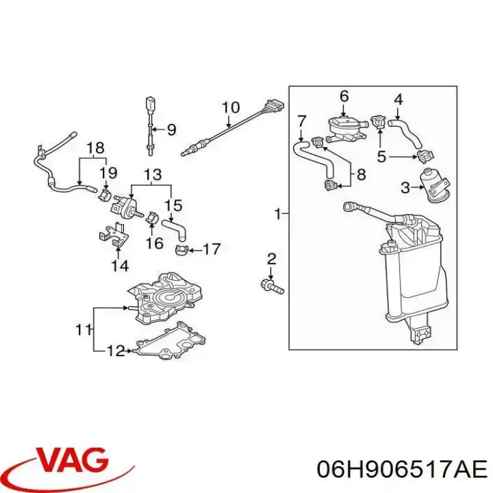 Válvula de ventilação dos gases do tanque de combustível VAG 06H906517K preço, a partir de 60,93 USD