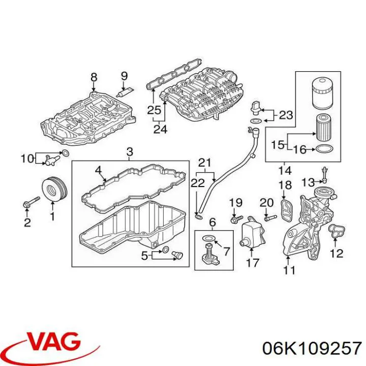 Válvula eletromagnética de posição (de fases) da árvore distribuidora VAG 06K109257 preço, a partir de 27,17 USD