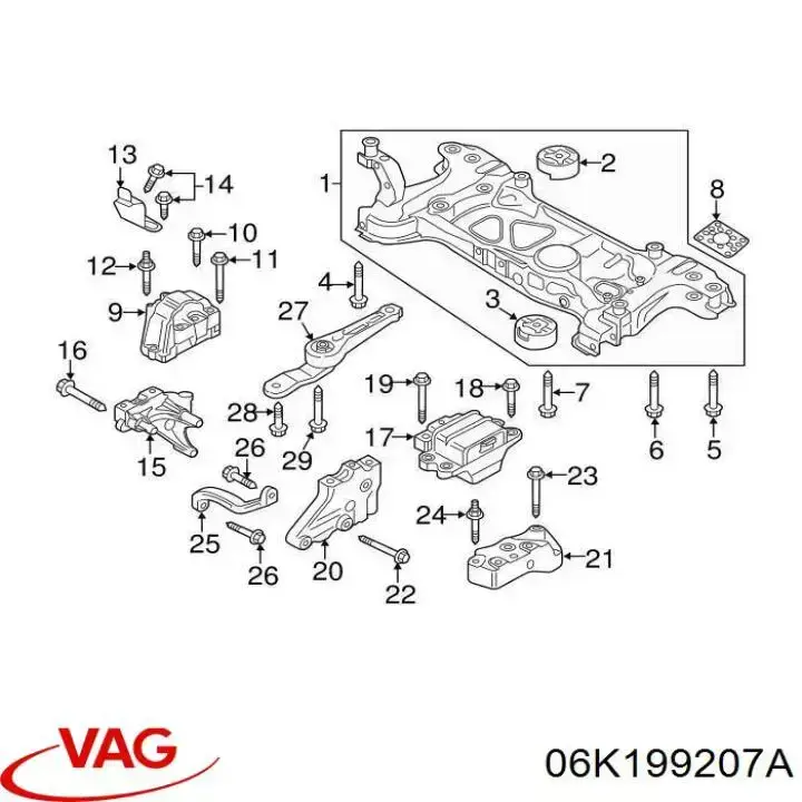 Consola de coxim (apoio) direita de motor VAG 06K199207A preço, a partir de 184,75 USD