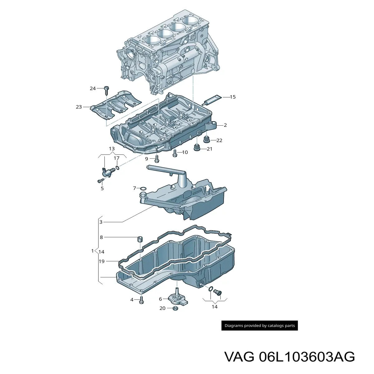 Panela de óleo de cárter do motor, parte superior VAG 06L103603AG preço, a partir de 322,19 USD