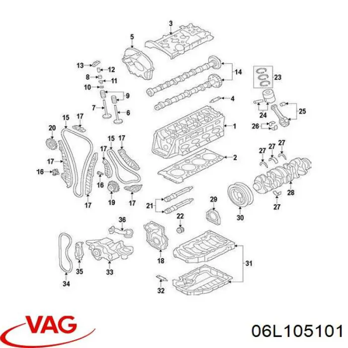 06L105101 VAG Cambota de motor