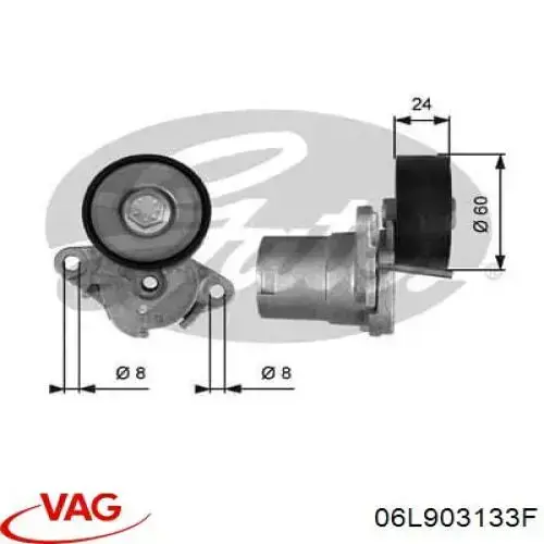 06L903133F VAG Rolo de reguladora de tensão da correia de transmissão