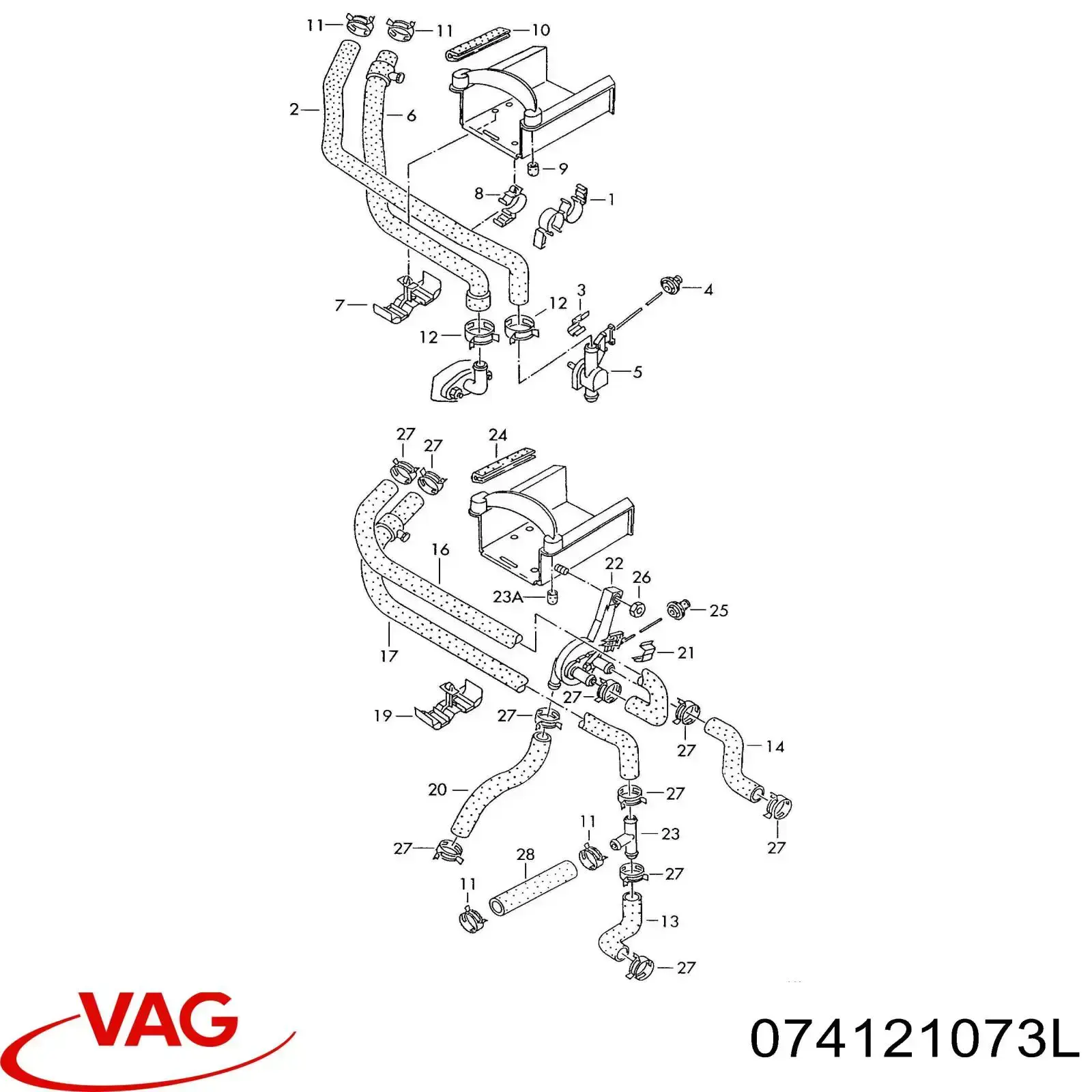 Mangueira do radiador de aquecedor (de forno), fornecimento VAG 074121073L preço, a partir de 49,98 USD