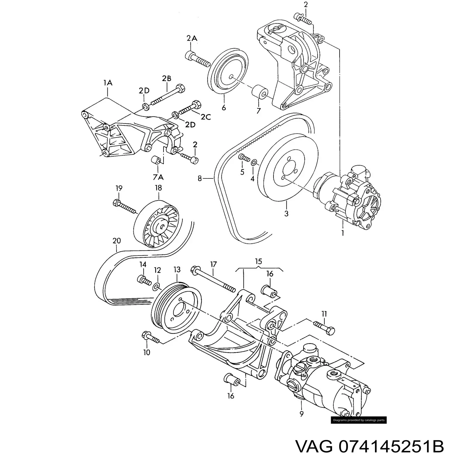 Compre 074145251B VAG Rolo parasita da correia de transmissão