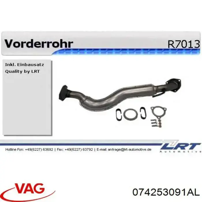 Compre 074253091AL VAG Tubo de admissão dianteiro (calças) do silenciador