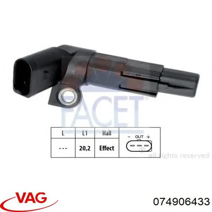 Sensor de posição (de revoluções) de cambota VAG 074906433 preço, a partir de 39,99 USD