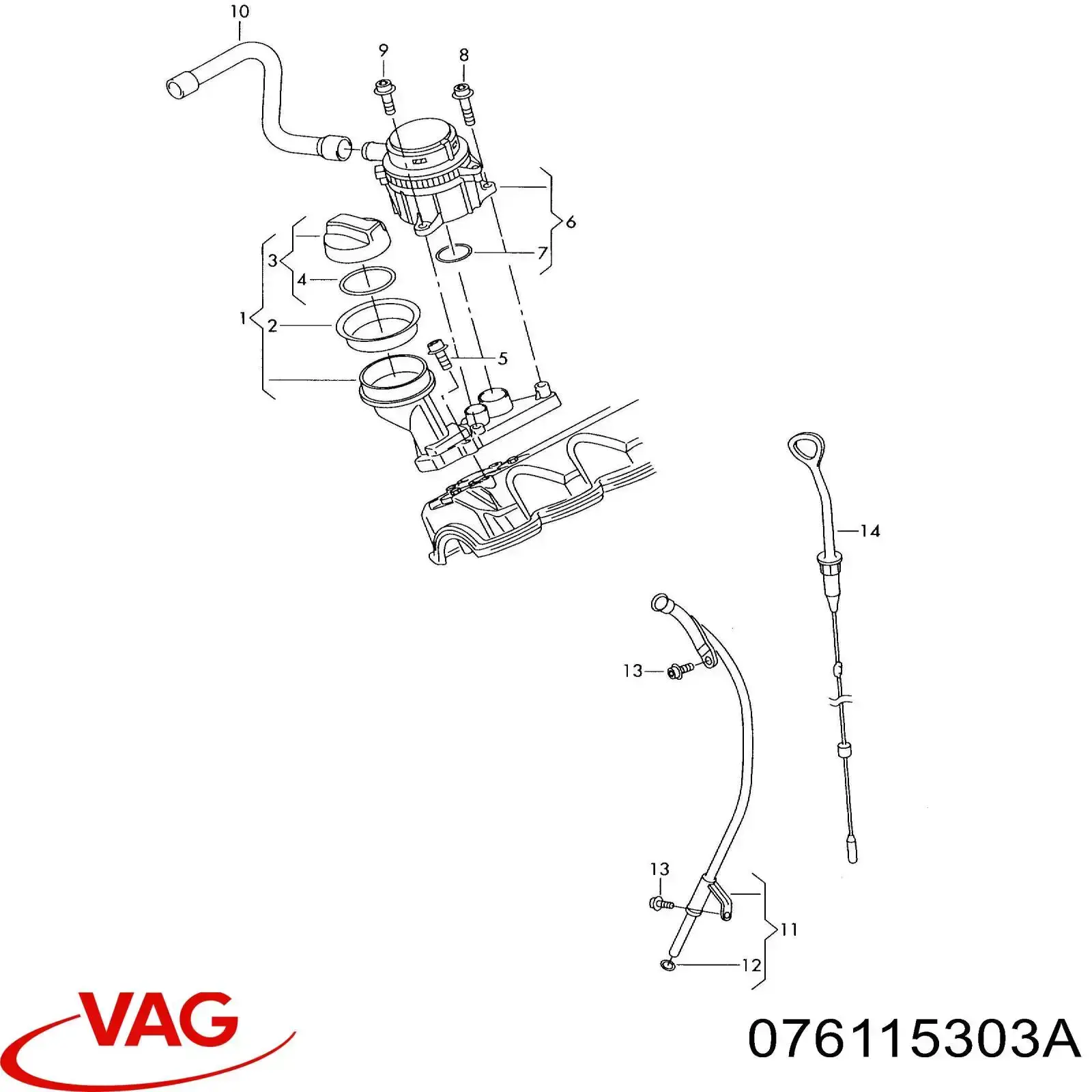 076115303A VAG Gargalo de enchimento de óleo