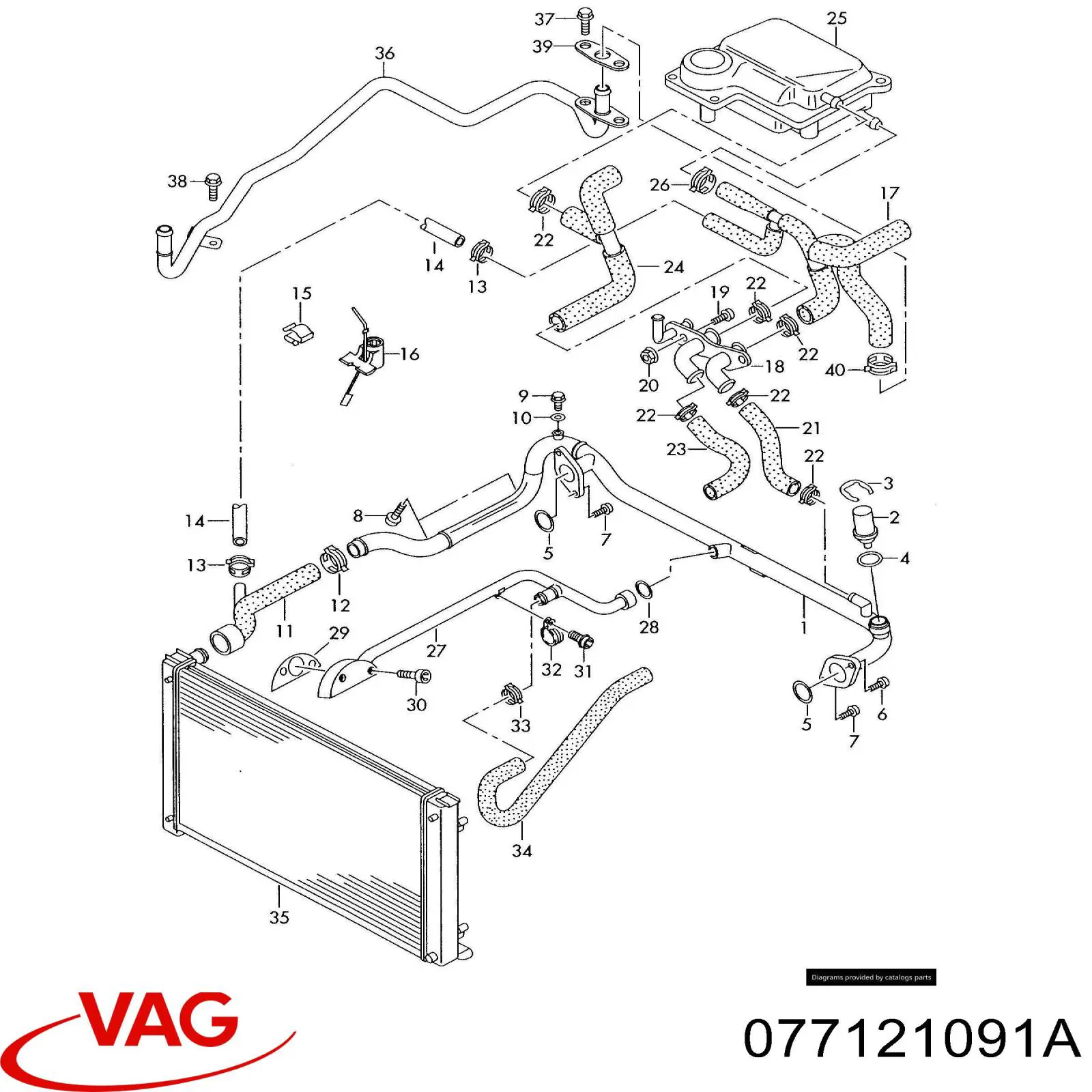 Vedante do flange (da união em T) do sistema de esfriamento VAG 077121091A preço, a partir de 8,87 USD