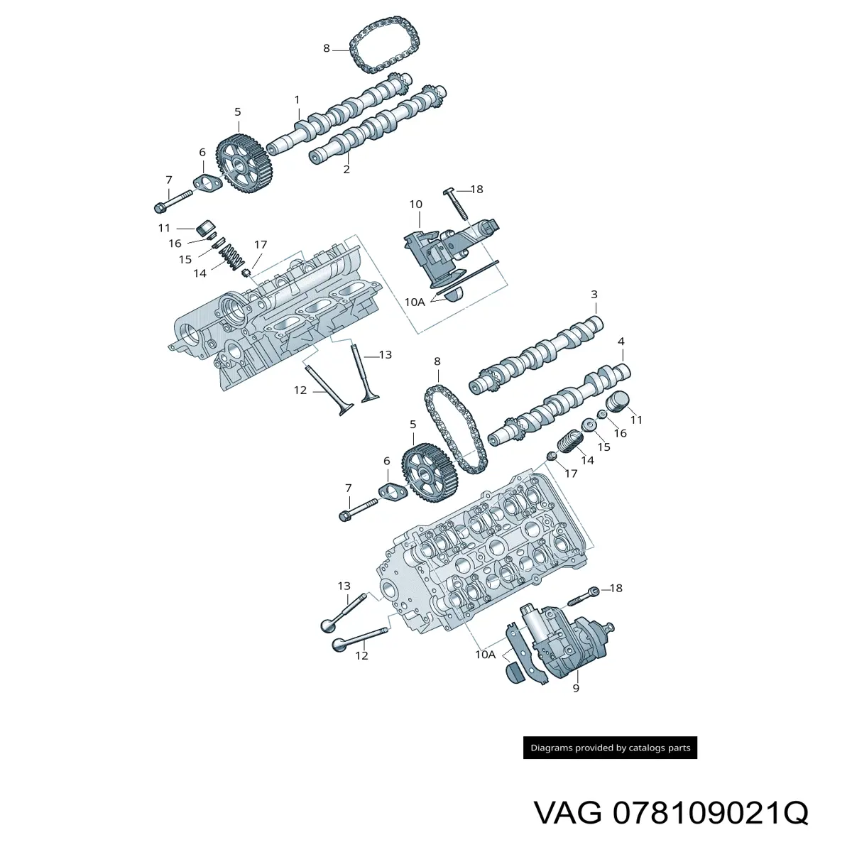 078109021Q VAG Árvore distribuidora de motor