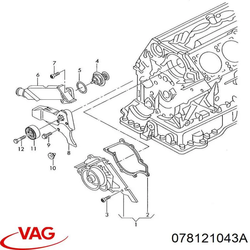 Vedante de bomba de água VAG 078121043A preço, a partir de 7,04 USD