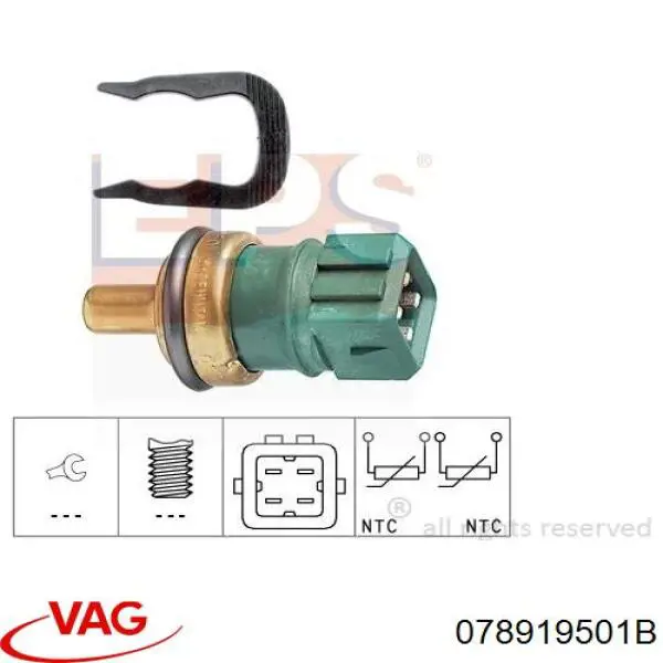 Sensor de temperatura do fluido de esfriamento VAG 078919501B preço, a partir de 6,38 USD
